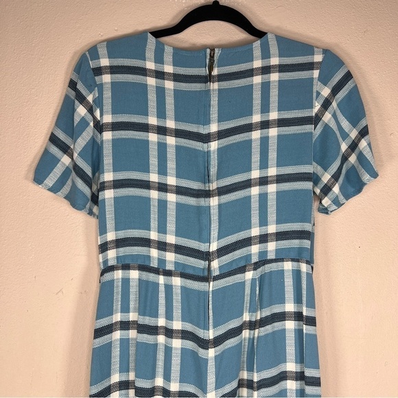 MEDIUM WILD FABLE BLUE PLAID JUMPSUIT SHORT SLEEVE ELASTIC WAIST  PREPPY CASUAL - Picture 6 of 10